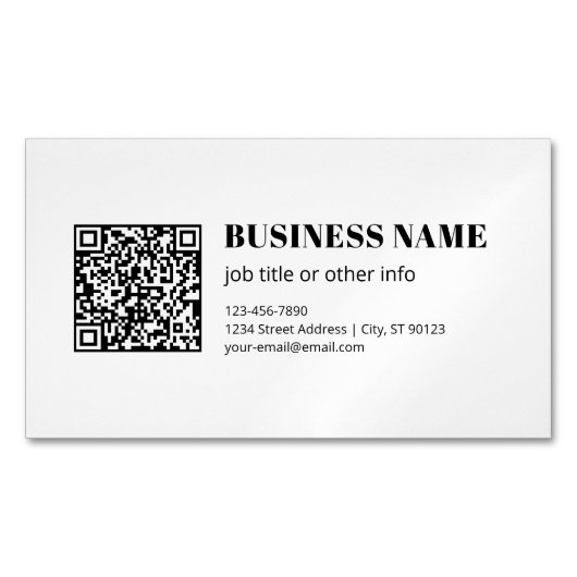 Aangepaste QR-code & Bewerkbare Retro-Moderne Teks Magnetisch Visitekaartje (Voorkant)