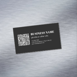 Aangepaste QR-code & Bewerkbare Retro-Moderne Teks Magnetisch Visitekaartje