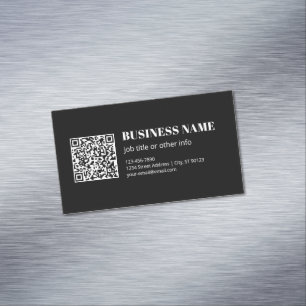 Aangepaste QR-code & Bewerkbare Retro-Moderne Teks Magnetisch Visitekaartje
