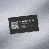 Aangepaste QR-code & Bewerkbare Retro-Moderne Teks Magnetisch Visitekaartje (Voorbeeld)