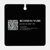Aangepaste QR-code & Bewerkbare Retro-Moderne Teks Metalen Ornament (Achterkant)