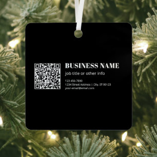 Aangepaste QR-code & Bewerkbare Retro-Moderne Teks Metalen Ornament