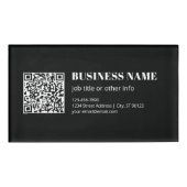 Aangepaste QR-code & Bewerkbare Retro-Moderne Teks Naambadge (Voorkant)