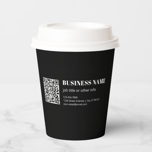 Aangepaste QR-code & Bewerkbare Retro-Moderne Teks Papieren Bekers (Voorkant)