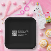 Aangepaste QR-code & Bewerkbare Retro-Moderne Teks Papieren Bordje (Feest)
