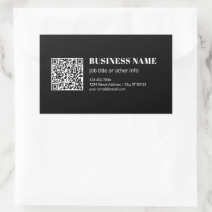 Aangepaste QR-code & Bewerkbare Retro-Moderne Teks Rechthoekige Sticker