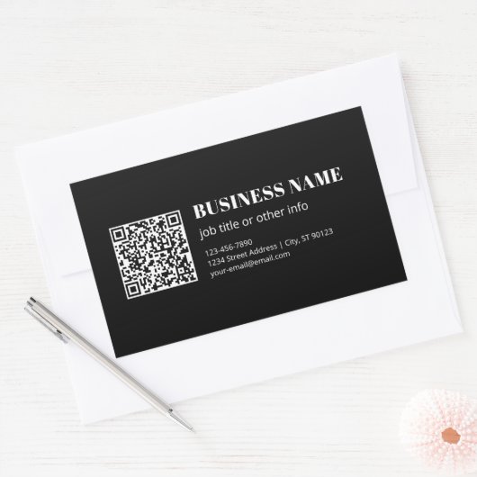 Aangepaste QR-code & Bewerkbare Retro-Moderne Teks Rechthoekige Sticker (Envelop)