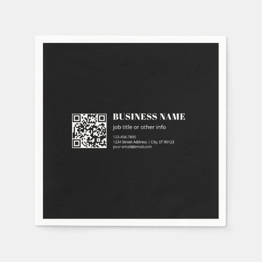 Aangepaste QR-code & Bewerkbare Retro-Moderne Teks Servet (Voorkant)