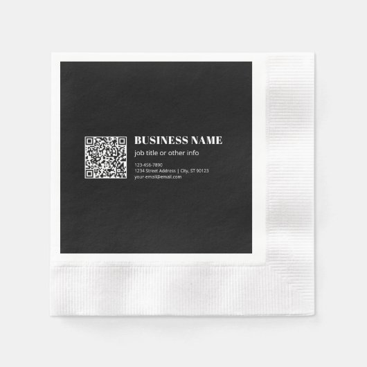 Aangepaste QR-code & Bewerkbare Retro-Moderne Teks Servet (Voorkant)