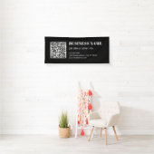 Aangepaste QR-code & Bewerkbare Retro-Moderne Teks Spandoek (Insitu)