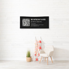 Aangepaste QR-code & Bewerkbare Retro-Moderne Teks Spandoek