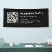Aangepaste QR-code & Bewerkbare Retro-Moderne Teks Spandoek (Beurs)