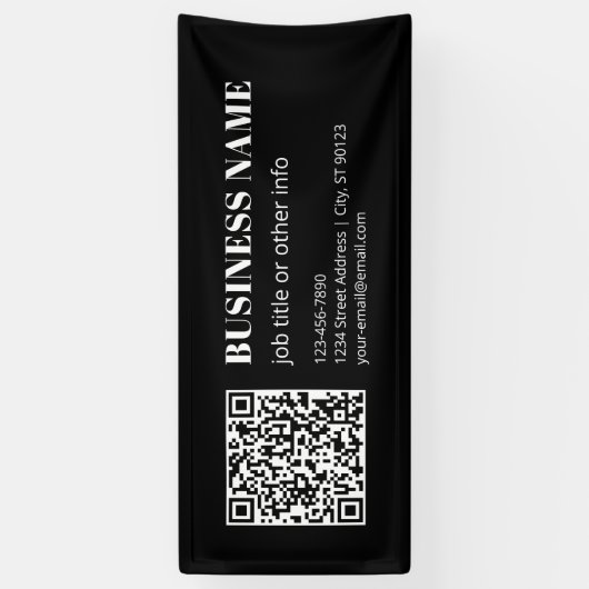 Aangepaste QR-code & Bewerkbare Retro-Moderne Teks Spandoek (Verticaal)