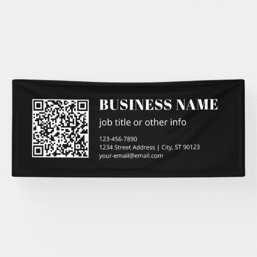 Aangepaste QR-code & Bewerkbare Retro-Moderne Teks Spandoek (Horizontaal)