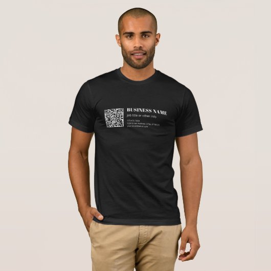 Aangepaste QR-code & Bewerkbare Retro-Moderne Teks T-shirt (Voorkant volledig)
