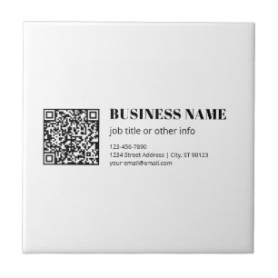 Aangepaste QR-code & Bewerkbare Retro-Moderne Teks Tegeltje