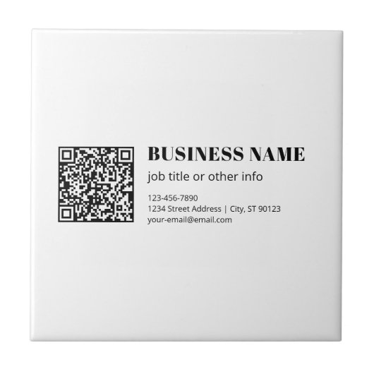 Aangepaste QR-code & Bewerkbare Retro-Moderne Teks Tegeltje (Voorkant)