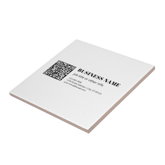 Aangepaste QR-code & Bewerkbare Retro-Moderne Teks Tegeltje (Zijkant)