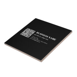 Aangepaste QR-code & Bewerkbare Retro-Moderne Teks Tegeltje