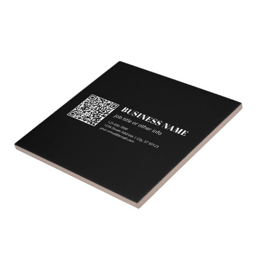 Aangepaste QR-code & Bewerkbare Retro-Moderne Teks Tegeltje (Zijkant)