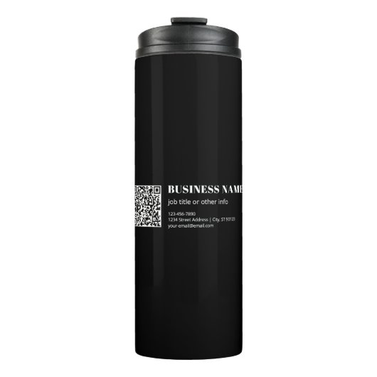 Aangepaste QR-code & Bewerkbare Retro-Moderne Teks Thermosbeker (Voorkant)