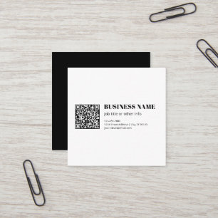 Aangepaste QR-code & Bewerkbare Retro-Moderne Teks Vierkante Visitekaartje