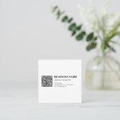 Aangepaste QR-code & Bewerkbare Retro-Moderne Teks Vierkante Visitekaartje (Staand voorkant)