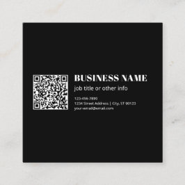 Aangepaste QR-code & Bewerkbare Retro-Moderne Teks Vierkante Visitekaartje