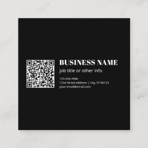 Aangepaste QR-code & Bewerkbare Retro-Moderne Teks Vierkante Visitekaartje