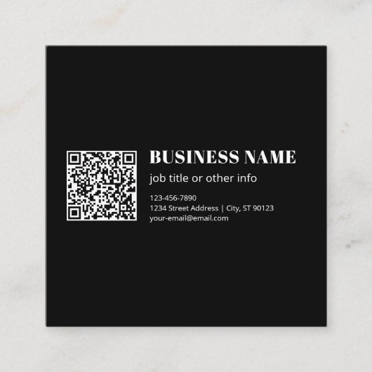 Aangepaste QR-code & Bewerkbare Retro-Moderne Teks Vierkante Visitekaartje (Voorkant)