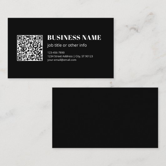 Aangepaste QR-code & Bewerkbare Retro-Moderne Teks Visitekaartje (Voorkant / Achterkant)