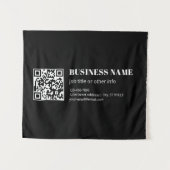 Aangepaste QR-code & Bewerkbare Retro-Moderne Teks Wandkleed (Voorkant (horizontaal))