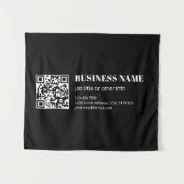 Aangepaste QR-code & Bewerkbare Retro-Moderne Teks Wandkleed
