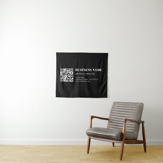 Aangepaste QR-code & Bewerkbare Retro-Moderne Teks Wandkleed (In Situ (horizontaal))