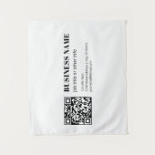 Aangepaste QR-code & Bewerkbare Retro-Moderne Teks Wandkleed (Voorkant)