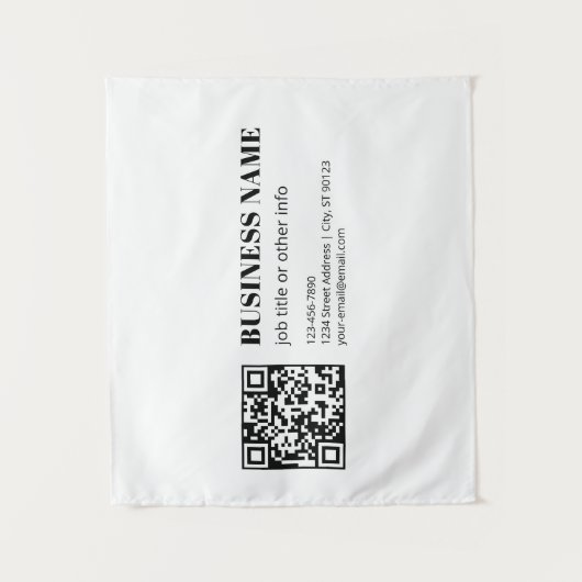 Aangepaste QR-code & Bewerkbare Retro-Moderne Teks Wandkleed (Voorkant)