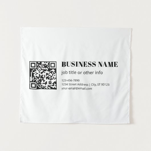 Aangepaste QR-code & Bewerkbare Retro-Moderne Teks Wandkleed (Voorkant (horizontaal))