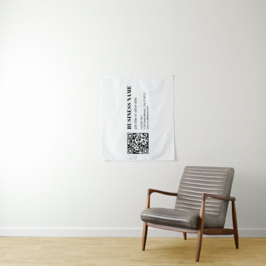 Aangepaste QR-code & Bewerkbare Retro-Moderne Teks Wandkleed (In situ)