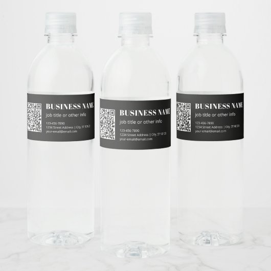 Aangepaste QR-code & Bewerkbare Retro-Moderne Teks Waterfles Etiket (Flessen)