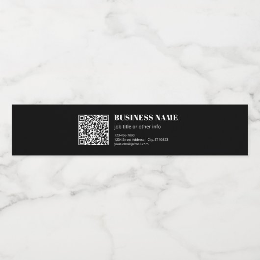 Aangepaste QR-code & Bewerkbare Retro-Moderne Teks Waterfles Etiket (Enkel label)