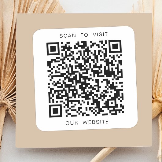 Aangepaste QR-code Bezoek onze website Zwart en Wi Vierkante Sticker