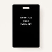 Aangepaste QR Code Black White VIP All Access Pass Badge (Achterkant)