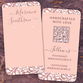 Aangepaste QR-code Blush White Earnings-Kaarten Visitekaartje