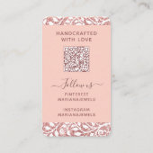 Aangepaste QR-code Blush White Earnings-Kaarten Visitekaartje (Achterkant)