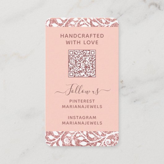 Aangepaste QR-code Blush White Earnings-Kaarten Visitekaartje (Achterkant)