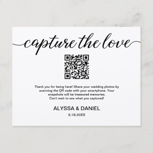 Aangepaste QR-code bruiloft foto delen Informatiekaartje (Achterkant)