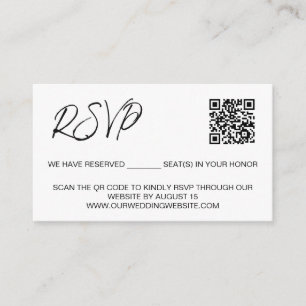 Aangepaste QR-code bruiloft website Gereserveerde  Informatiekaartje