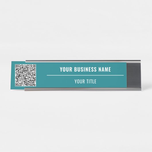 Aangepaste QR-code Business Desk Naam Bord Sjabloo Bureau Naambordje (Voorkant)
