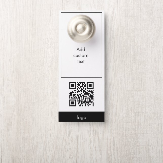 Aangepaste QR-code Business Eenvoudige witte kaart Deurhanger (Op knop)
