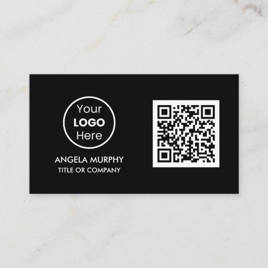 Aangepaste QR-code Business Logo | Black Professio Visitekaartje (Voorkant)